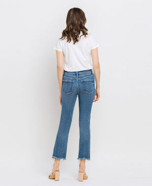 Vervet Burbank High Rise Uneven Raw Hem Crop Slim Straight Jeans