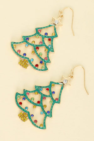 Christmas Tree Cut-Out Epoxy Dangle Earrings