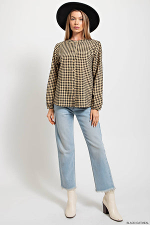 Kori Gingham Gal Button Front Shirt