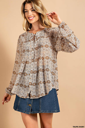 Kori Best Practices Boho Print Blouse