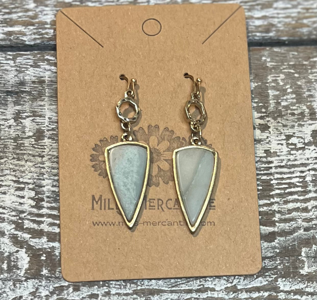 Earrings - Octagon Aquamarine Arrowhead