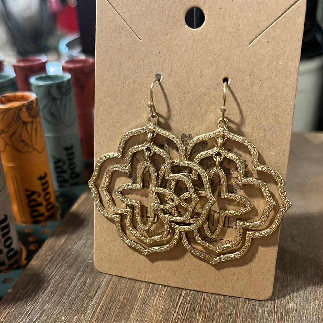 Earrings - Triple Clover Gold