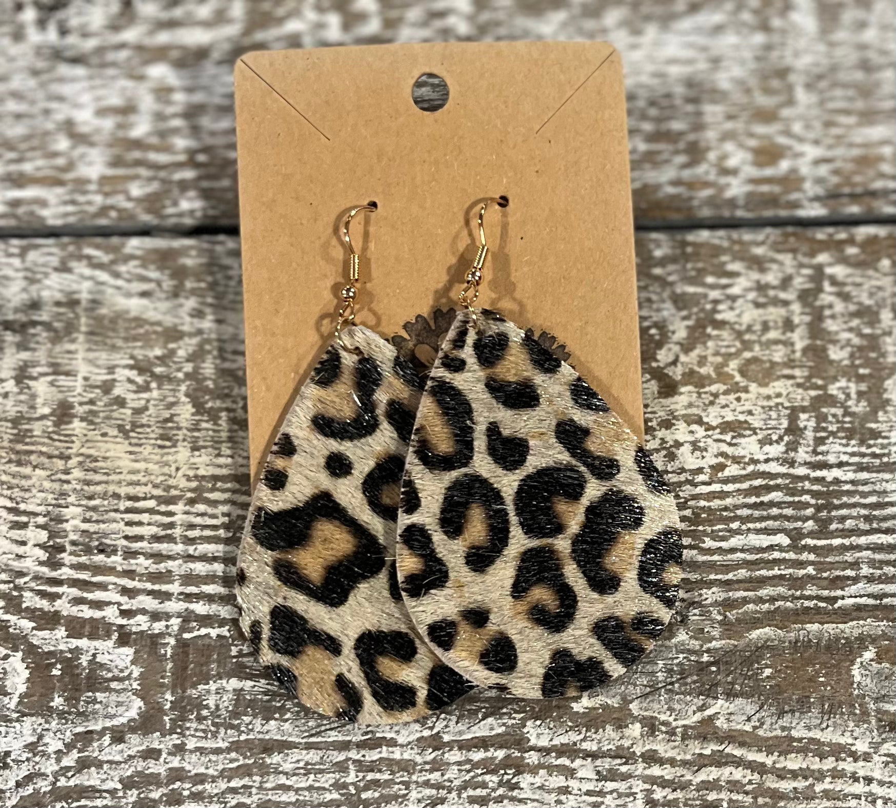 Earrings - Leather Teardrop Leopard