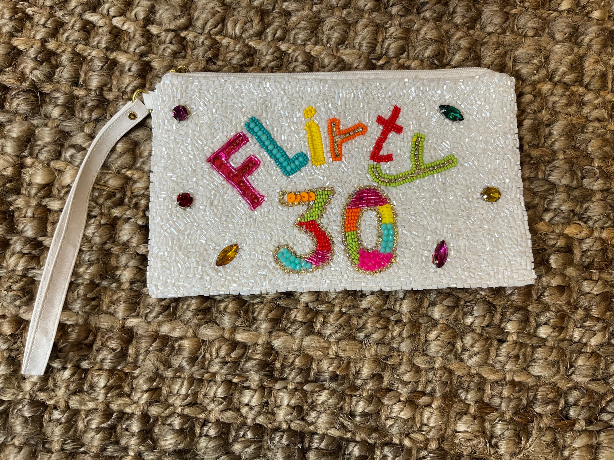 Flirty 30 Birthday Beaded Clutch
