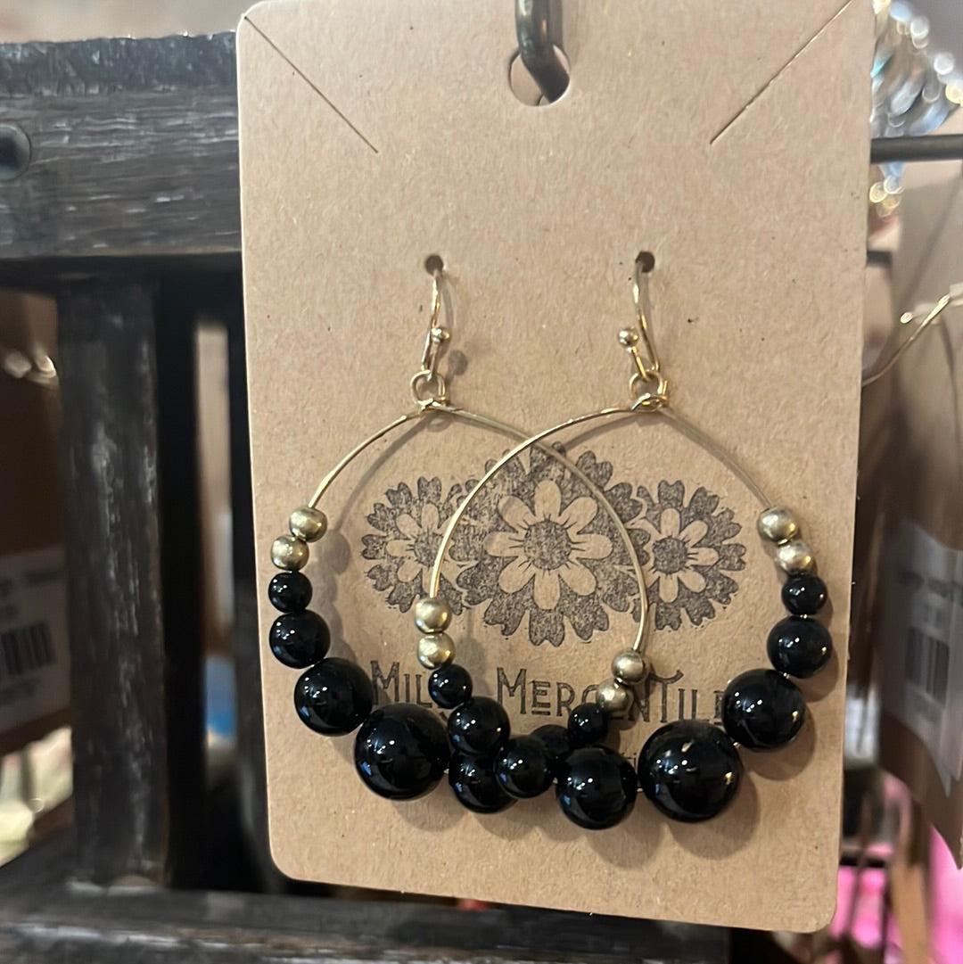 Earrings - Seven Bead Black