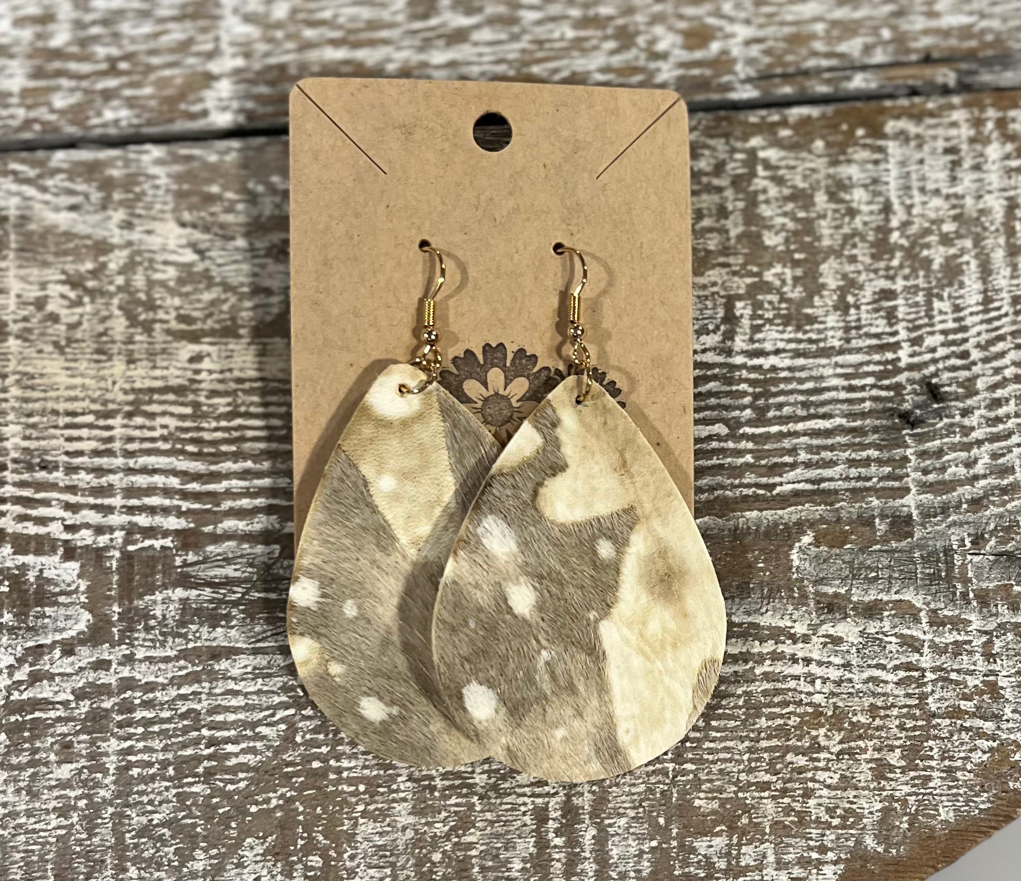 Earrings - Leather Teardrop Cowhide