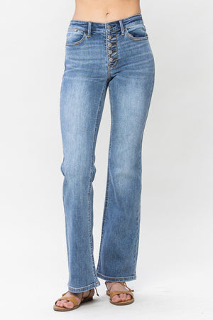 JUDY BLUE Dare to Flare Button-Fly Bootcut Jeans