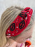 Heath Hawks Football Headband - Red & Black