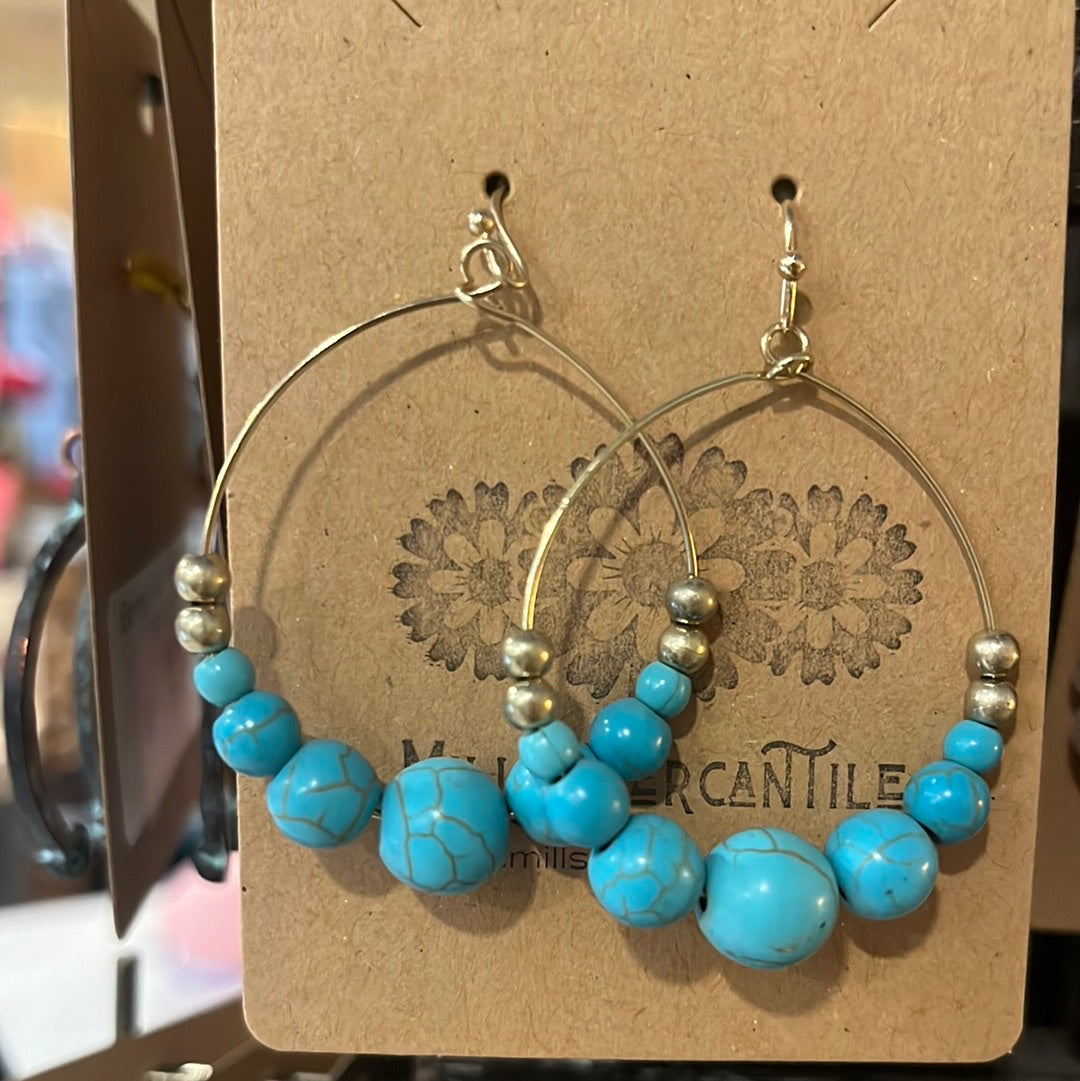 Earrings - Seven Bead Turquoise