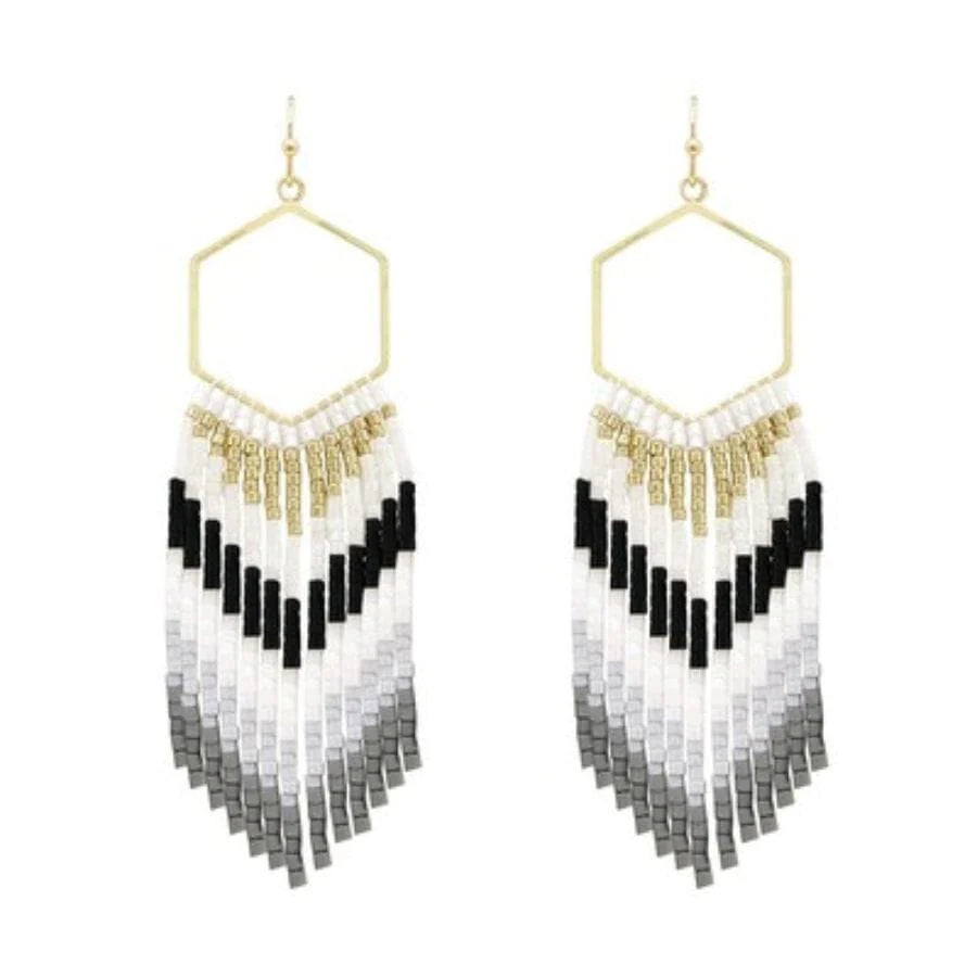 Meghan Browne - Ravi Black & White Cascade Earrings