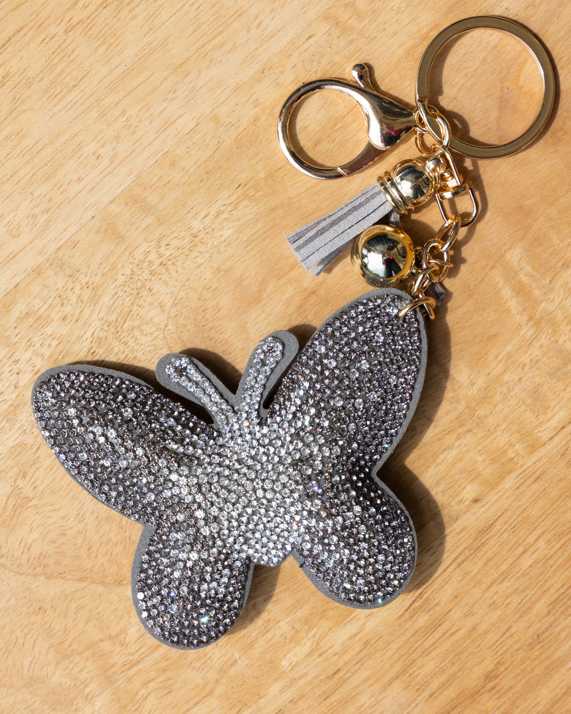 Keychain - Grey Butterfly Rhinestone