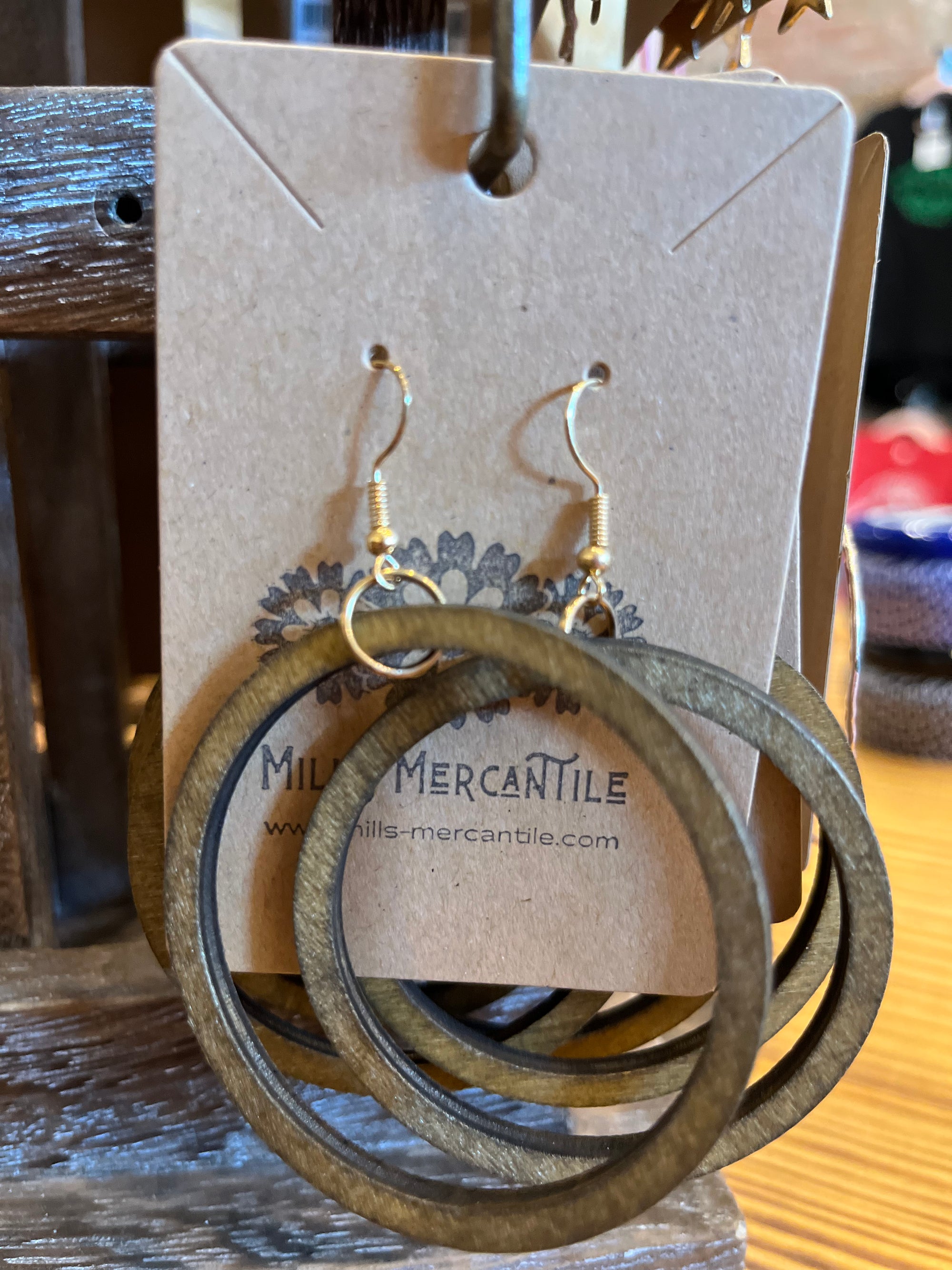 Earrings - Wood Stained Circle