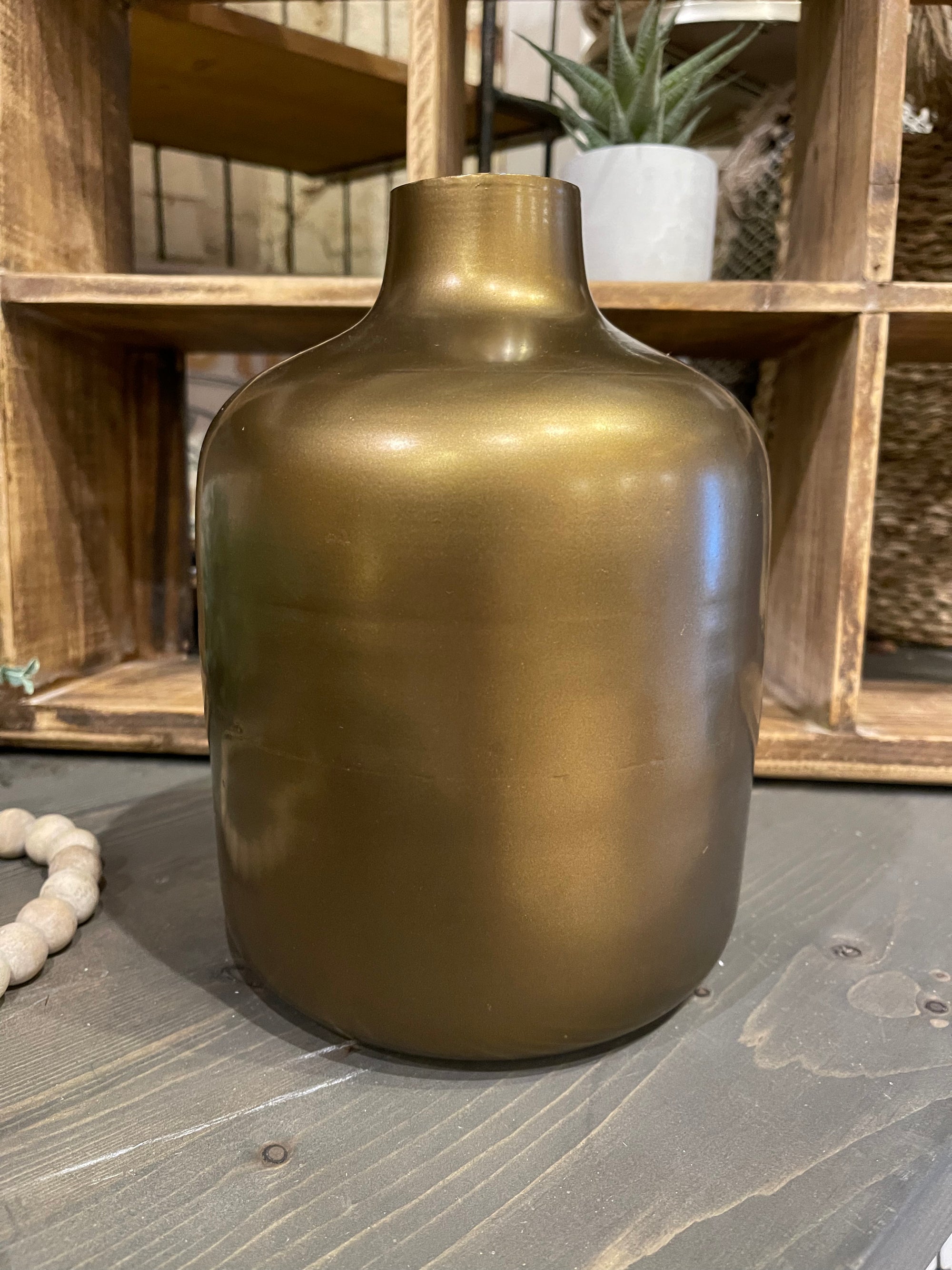 8.66 Antique Gold Metal Vase