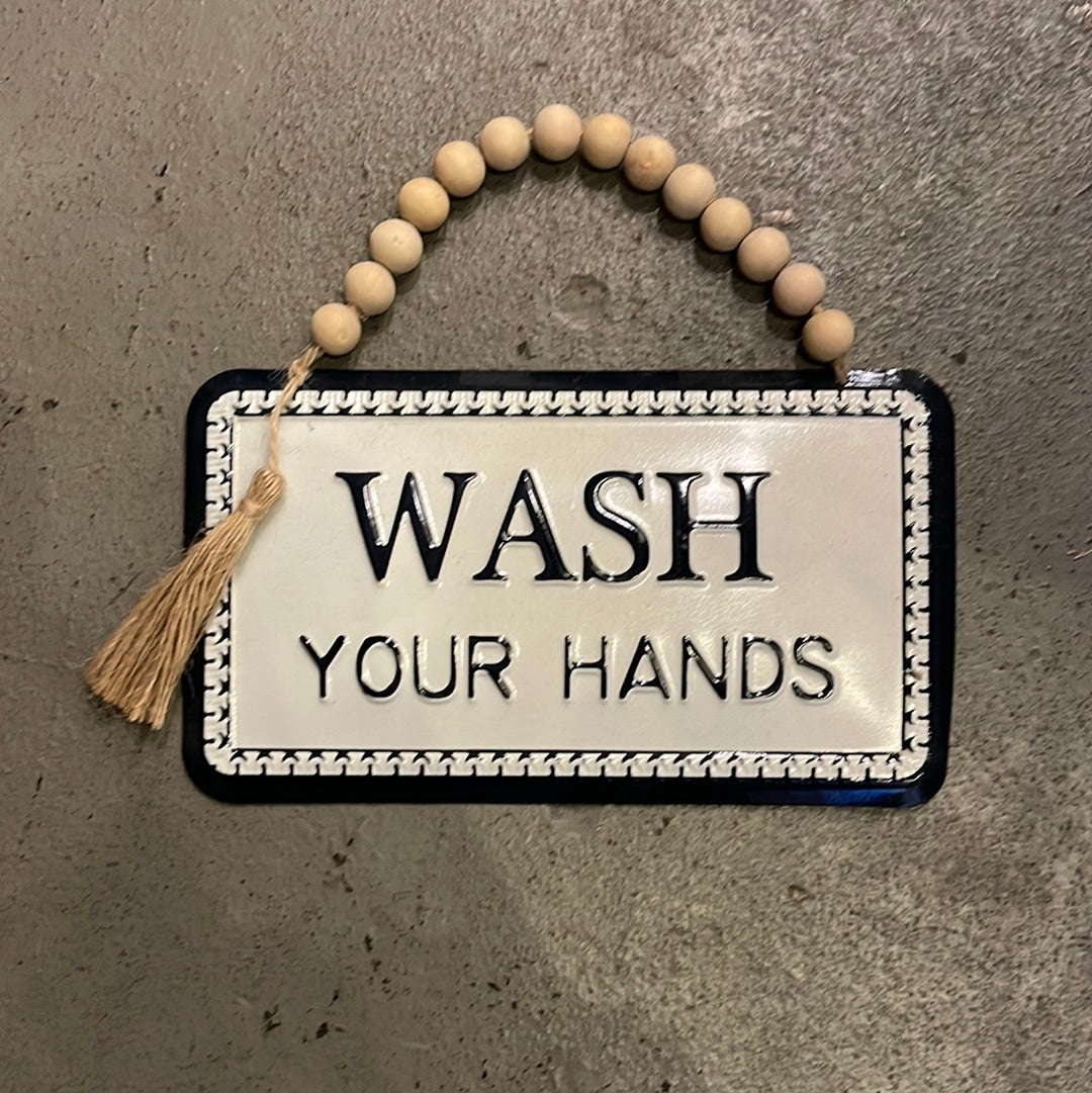 Hanging Sign - Wash Your Hands Beaded