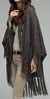 Charcoal Boucle Yarn Cocoon Knit Cardigan with Tassel Accent